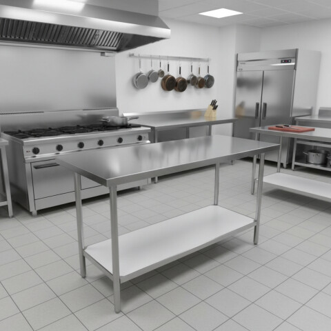 Mesada de Trabajo con Borde 140 cm Acero Inoxidable Mesada de Trabajo con Borde 140 cm Acero Inoxidable