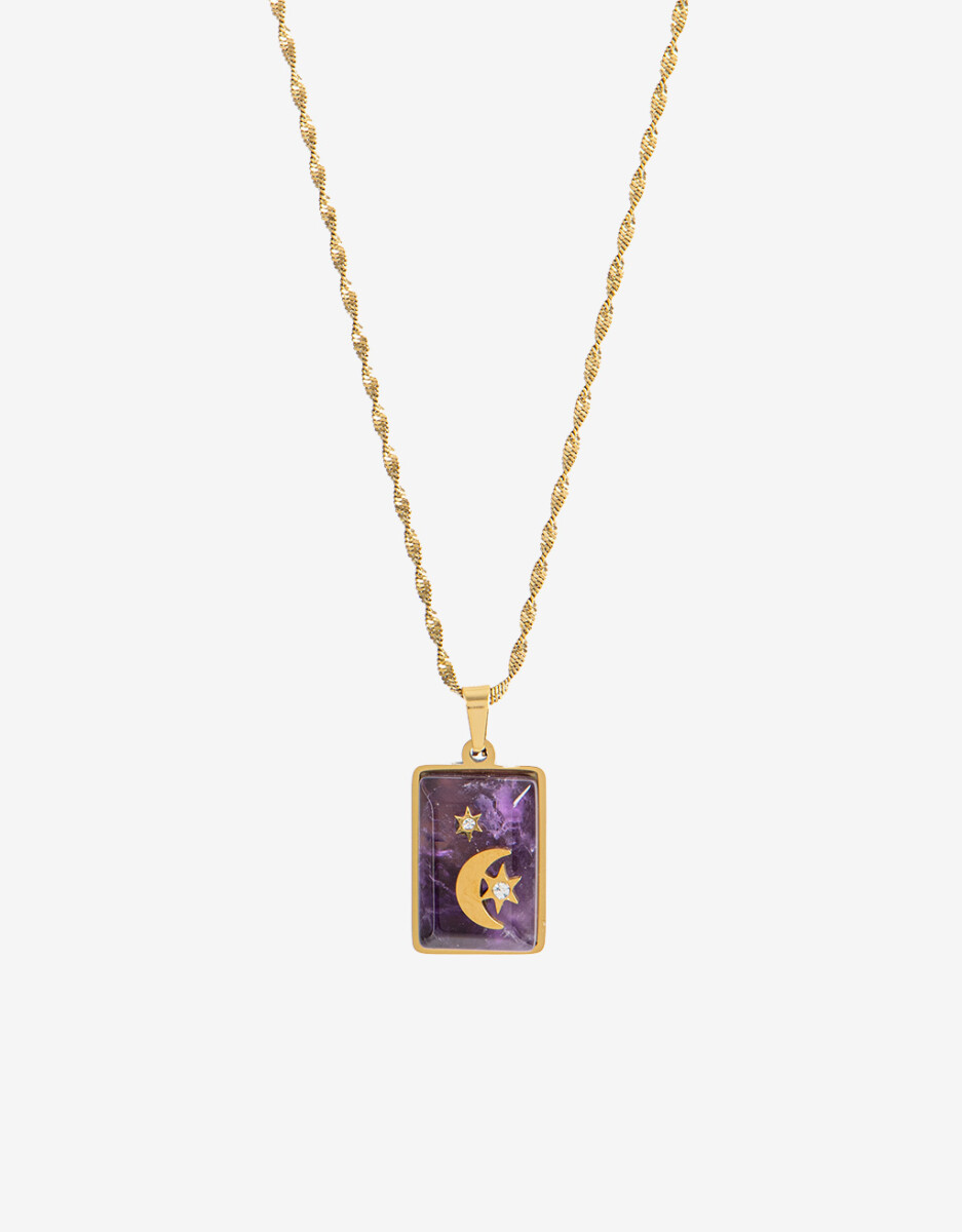 Cadena De Acero Con Piedra Amatista 
