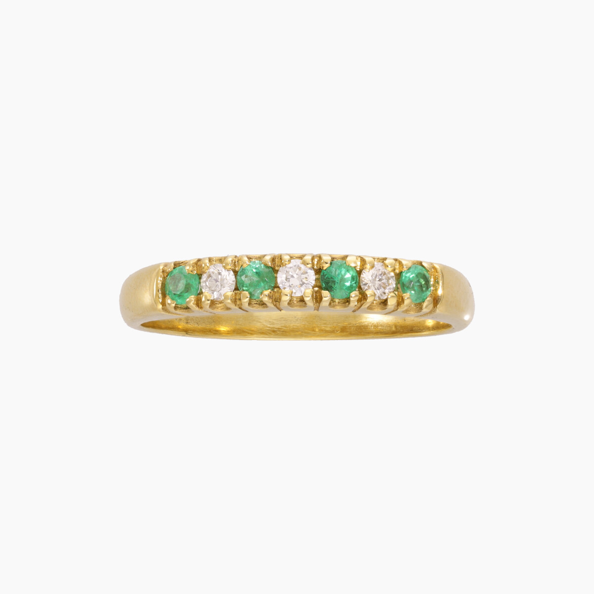 Anillo En Oro 18k Medio Sin Fin Con Esmeraldas Y Brillantes 