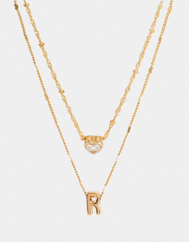 Collares Cortos Con cubic zirconia Collar Corto Cubic Inicial "r" - Dorado