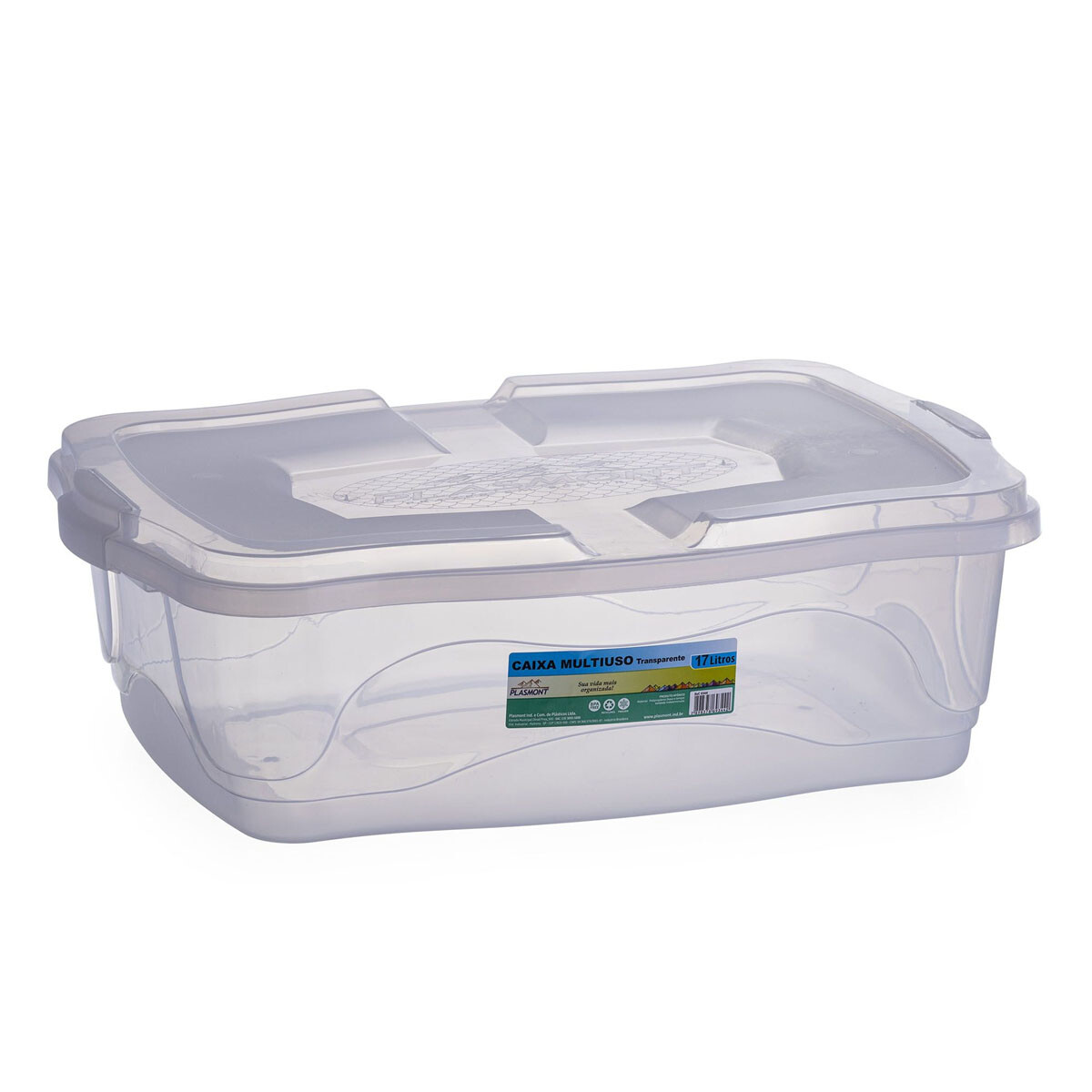 Caja Multiuso Organizador Plástico Tapa Trabas 17Lt Plasmont - Transparente 