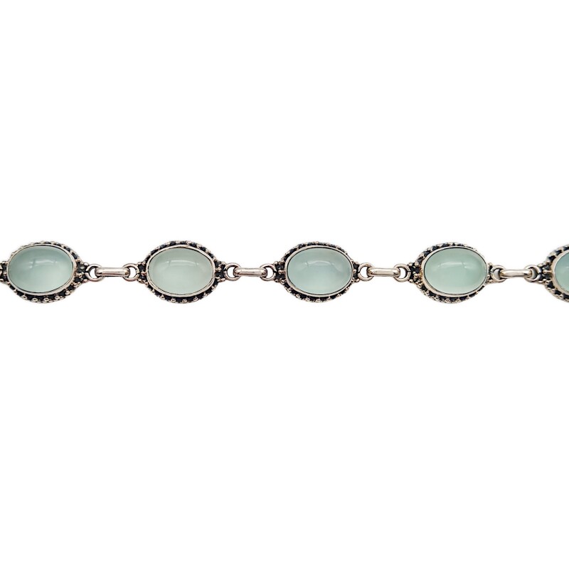 Pulsera Oval-Plata 925-Piedra Calcedonia-PU3417 conpiedra