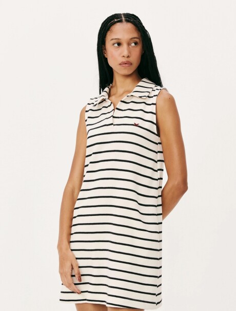 VESTIDO CORTO SIN MANGAS CON CUELLO TIPO POLO BLANCO