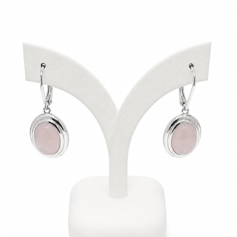 Caravanas pendientes con cuarzo rosa Caravanas pendientes con cuarzo rosa