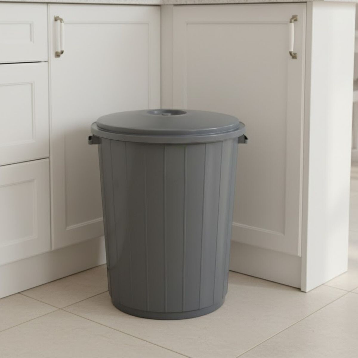 Tarro de residuos 50 lts con tapa - GRIS OSCURO 