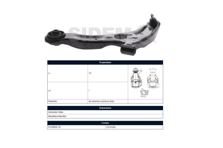 Parilla De Suspension Delantera Hyundai I10 14-25 Izq Parilla De Suspension Delantera Hyundai I10 14-25 Izq