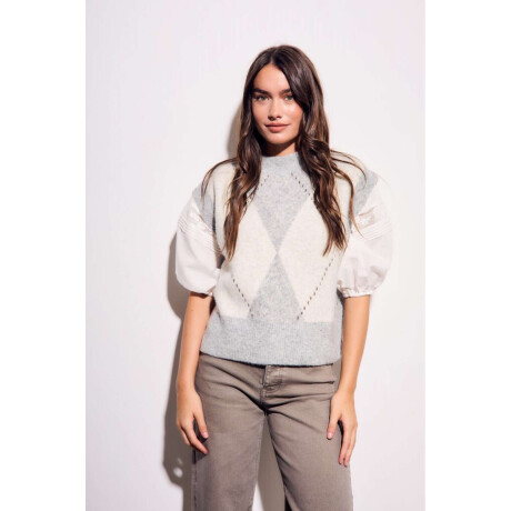 Chaleco Rombos Gris Melange