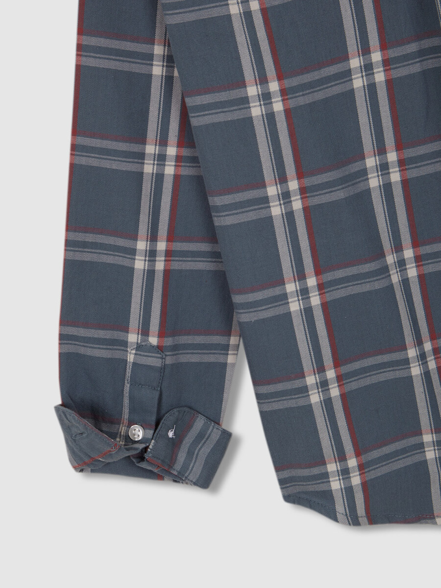 Camisa De Cuadro Tartan Petroleo Claro