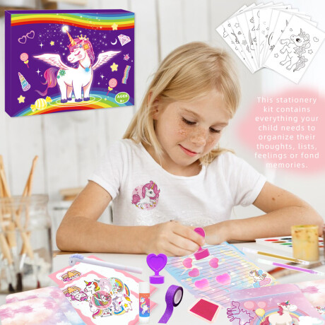 Set De Papelería Infantil Unicornio Violeta Set De Papelería Infantil Unicornio Violeta