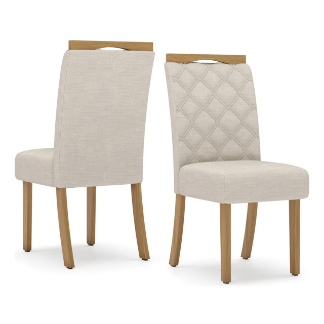 Sillas Tapizadas Comedor Para Mesa Pack De 2 Madera Estructura de la silla Marrón Asiento Beige Diseño de la tela Liso Sillas Tapizadas Comedor Para Mesa Pack De 2 Madera Estructura de la silla Marrón Asiento Beige Diseño de la tela Liso
