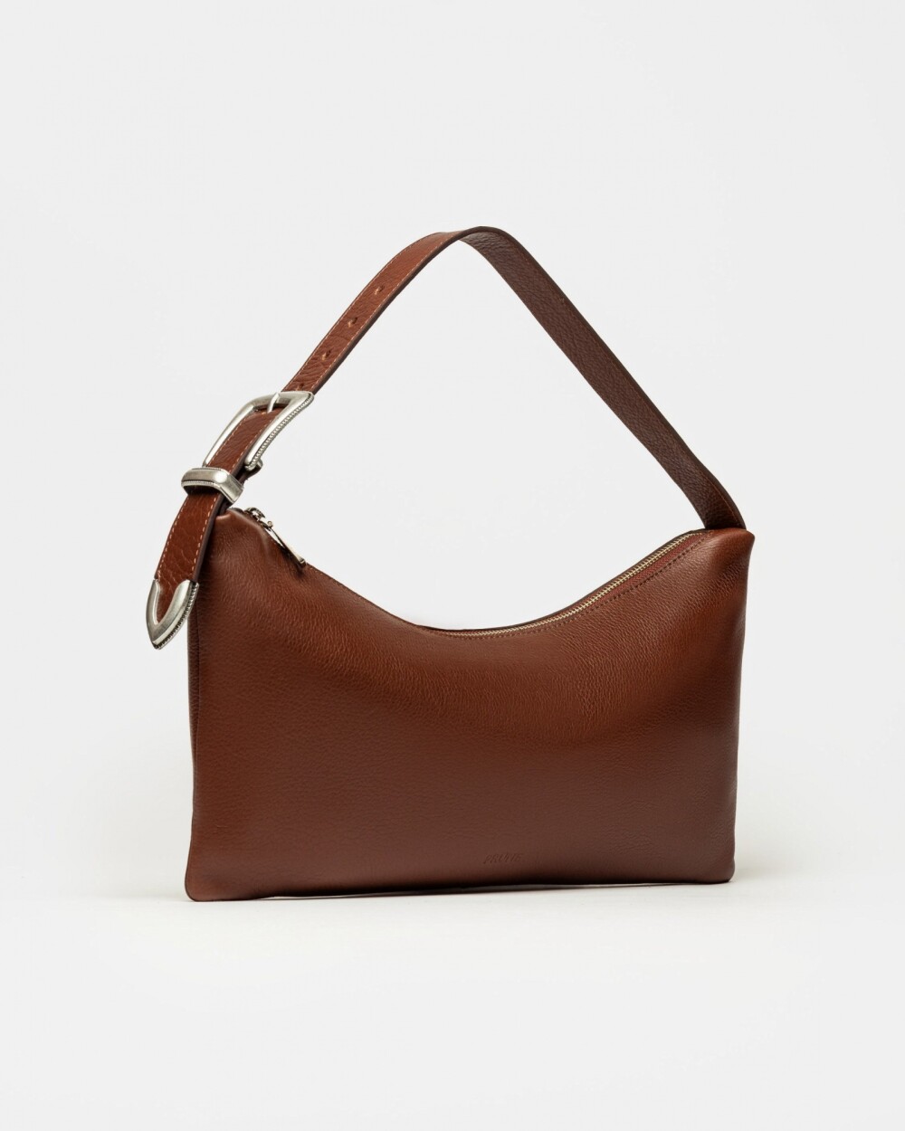 Cartera al hombro Bamboo en cuero graneado Tabaco