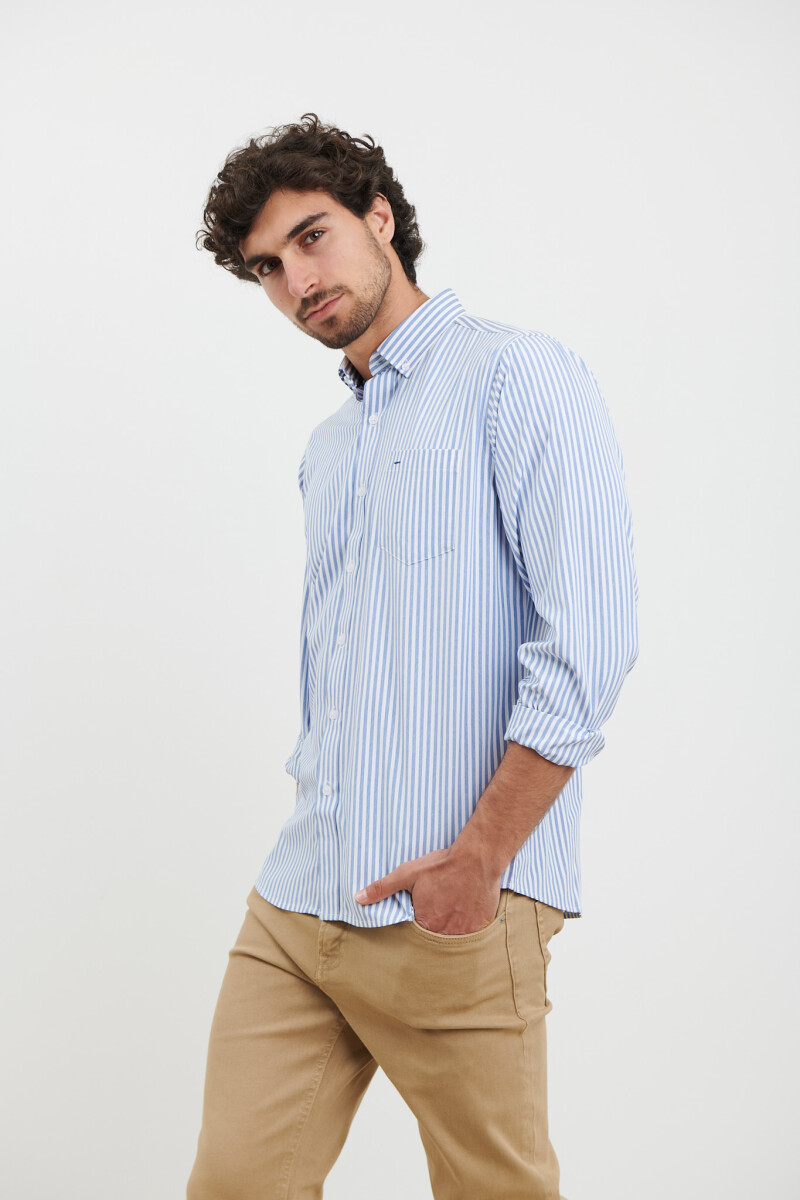 CAMISA HARRINGTON LABEL - Blanco/azul 