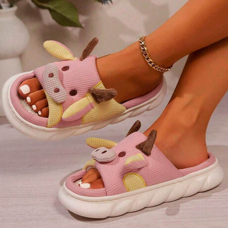 Pantufla Vaca Sandalia Suela Alta Suaves Cómodas Rosa