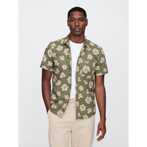 V-SS STANDARD POPLIN GREEN FLORAL