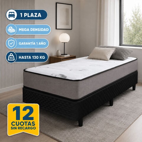 Sommier MEGA DENSIDAD Oggo® - Espuma - GARANTIA 1 AÑO 1 Plaza - 78 cm