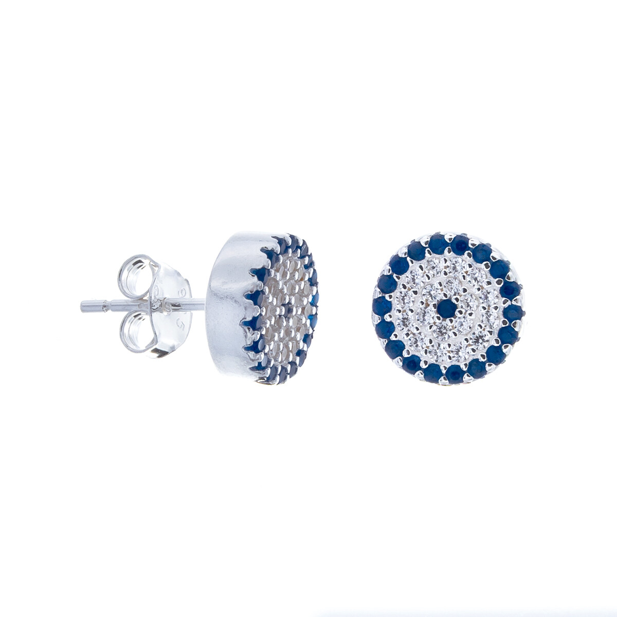 Par de caravanas de plata 925 con circonias, LINEA NAZAR. 