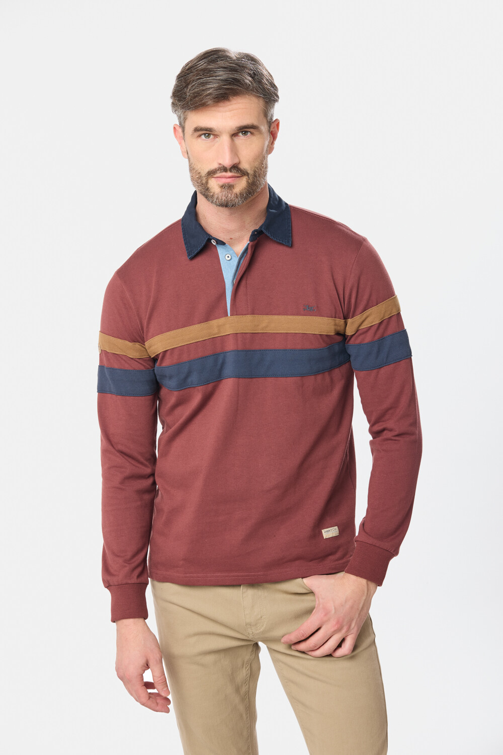 REMERA POLO RAYADA Bordo