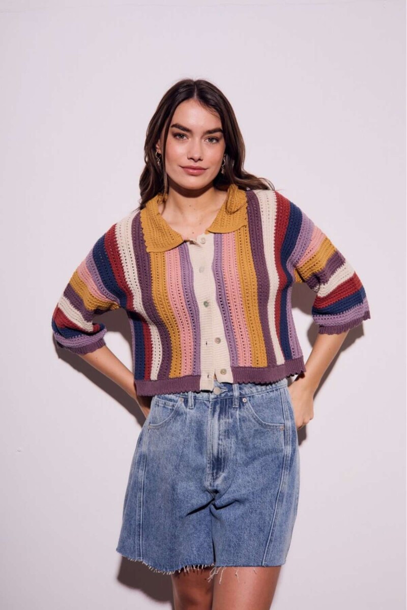 Camisa Crochet Rayada - Multi 