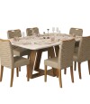 Juego De Comedor 6 Sillas + Mesa Vidrio Celeste Marron | Beige