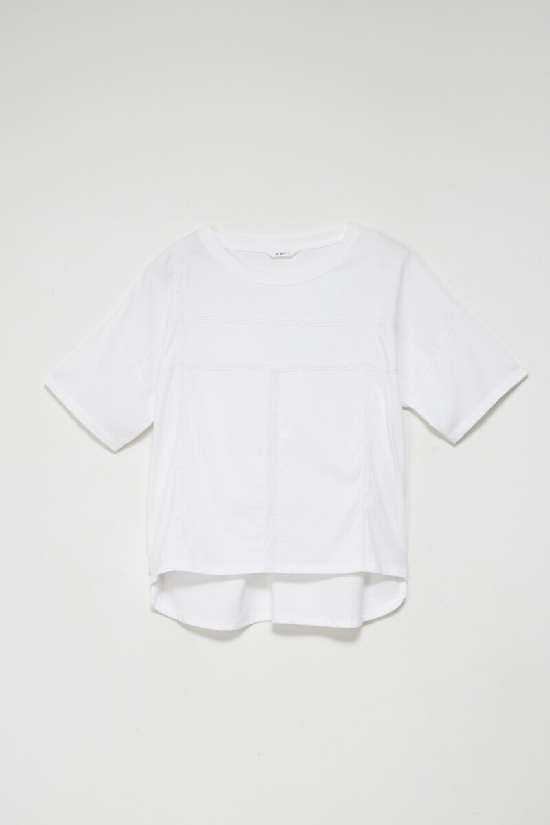 Camiseta manga corta con broderie - Blanco 