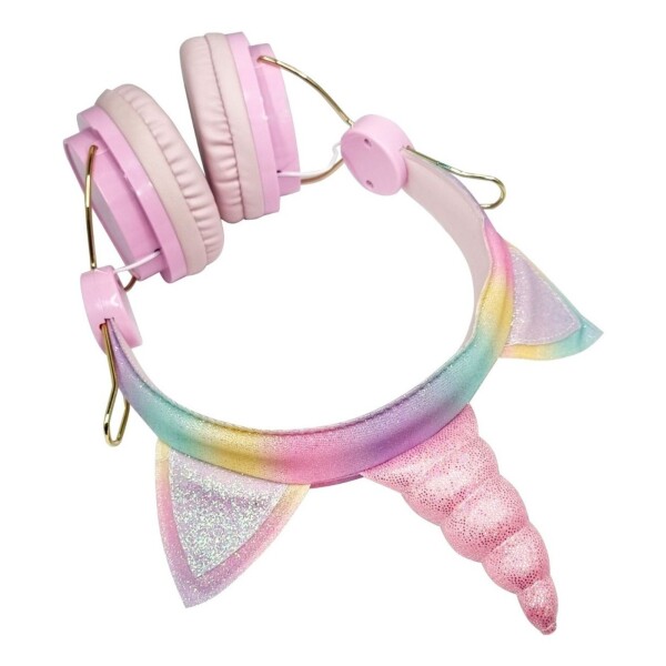 Auriculares Unicornio Cableado Gt Arcoiris Infantil Niños Color Variante Rosado