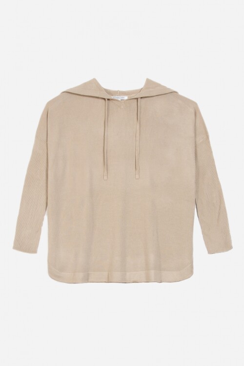 Sweater oversized con capucha BEIGE