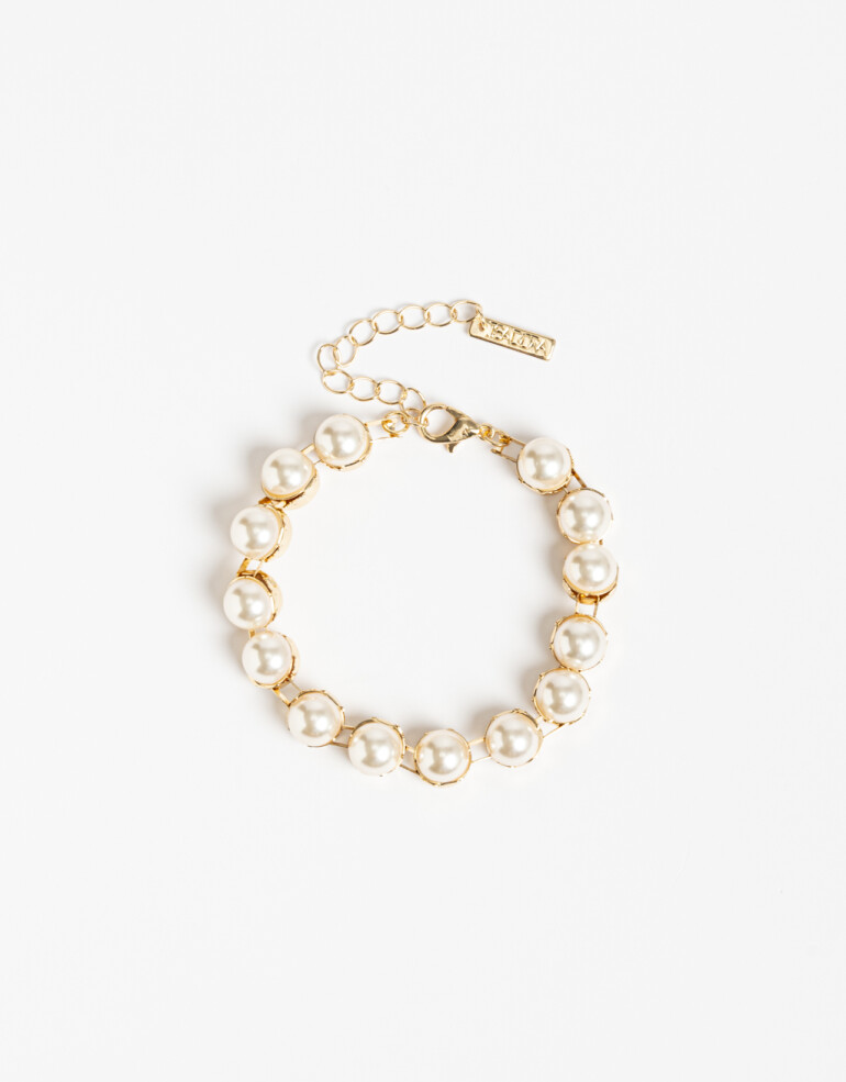 Pulseras Flexibles Perla Pulsera Flexible Bolones Perla - Dorado