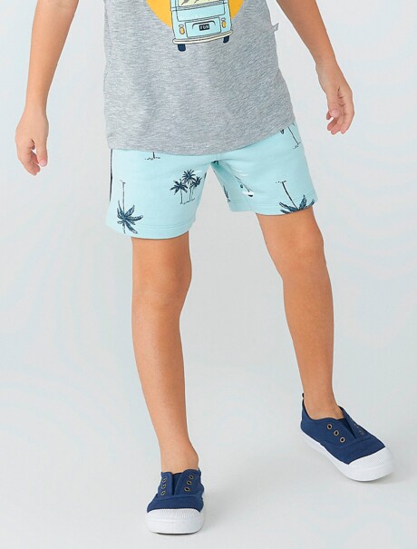 SHORT DE NIÑO DE ALGODÓN CELESTE