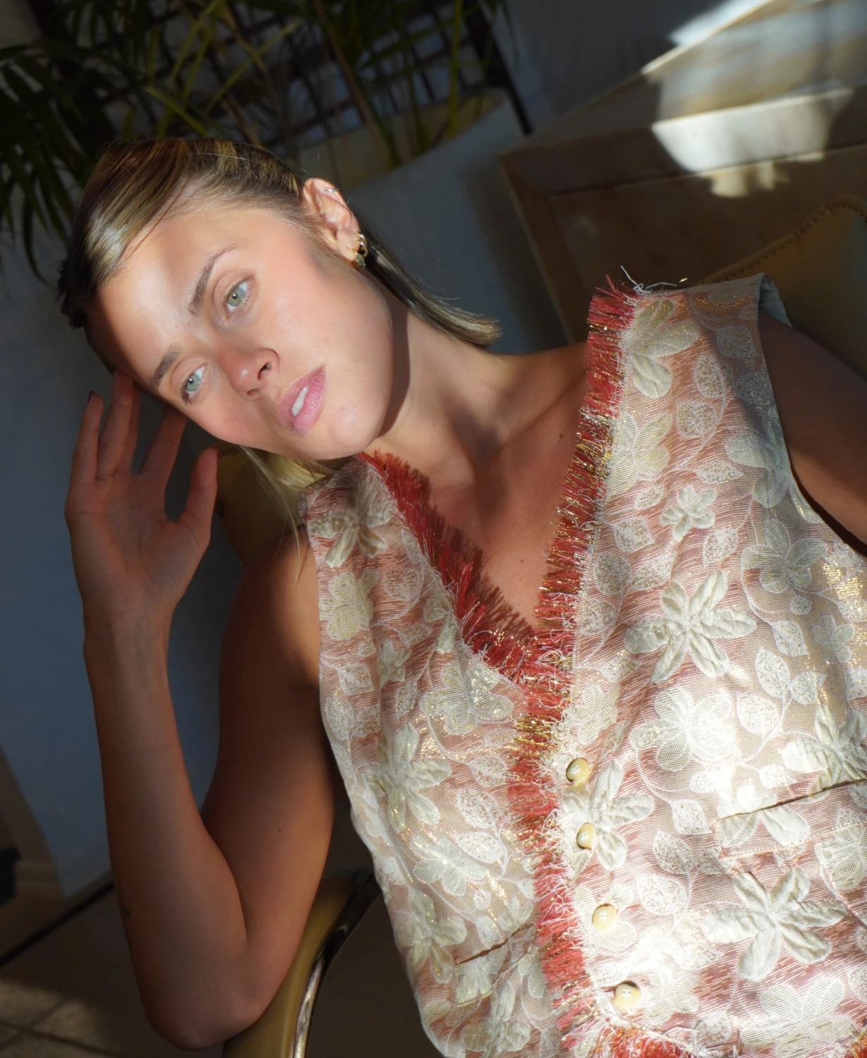 Brocato Vest rosado l
