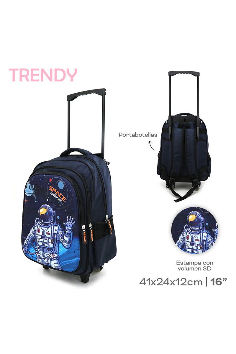 Mochila escolar carro 3D astronauta Azul