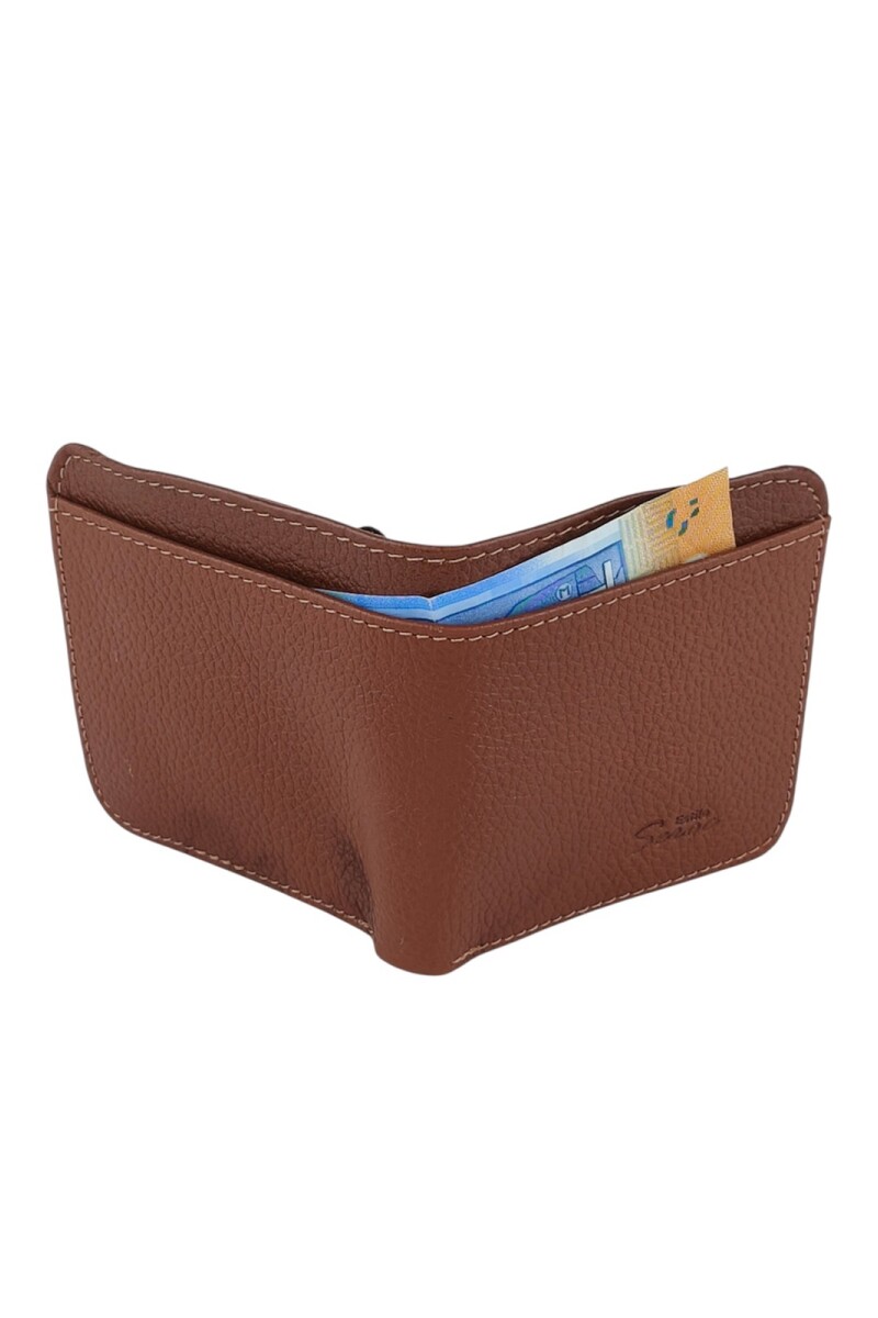 Billetera de cuero con bolsillo para monedas Marrón