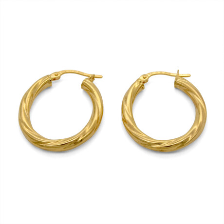 Par de aros de oro 9 ktes, TORNEADOS. Par de aros de oro 9 ktes, TORNEADOS.