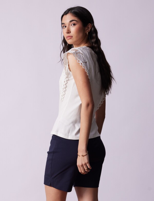 Blusa Manga Crochet BLANCO