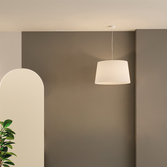 Colgante pantalla de tela blanco E27 Ø420mm STILO BA0222