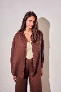 Camisa Lino Chocolate