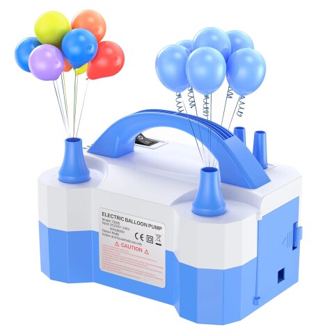 Inflador De Globos Eléctrico 2 Inyectores Cumpleaños Fiestas Variante Color Azul