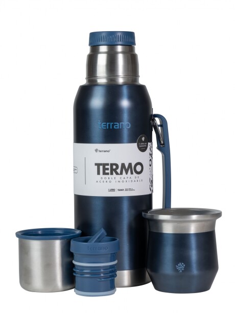 Set Acero 1LT. Mate Flap Azul Metalizado