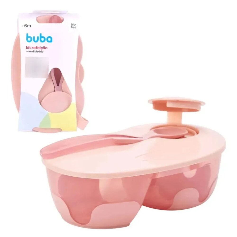 Tupper con divisiones y cuchara BUBA rosado