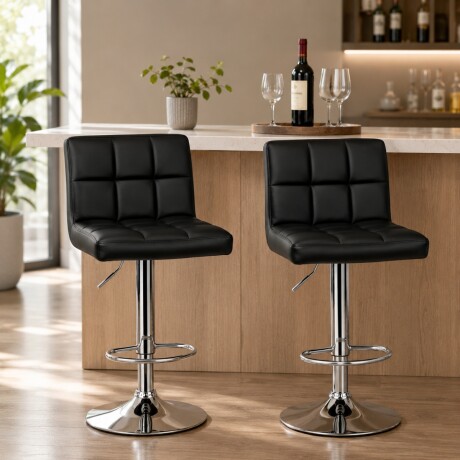 Set x2 Butaca regulable en altura con respaldo NEGRO