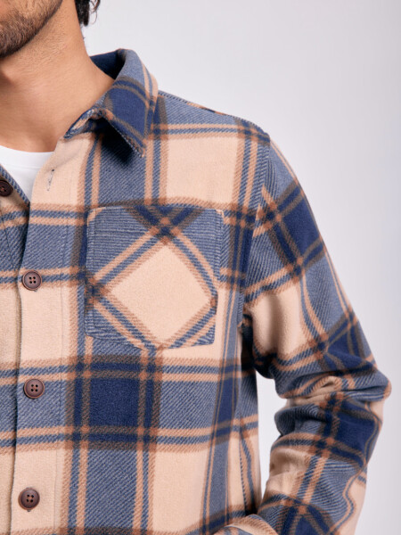Sobrecamisa con sherpa Cuadros Tostado