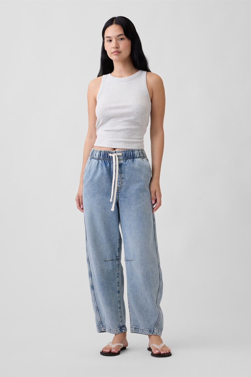 Jean Pull On Barrel Mujer Light Wash