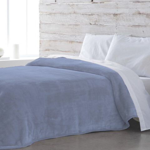 Frazada Flannel 1 Plazas Home Class 150 x 240 cm AZUL PIEDRA