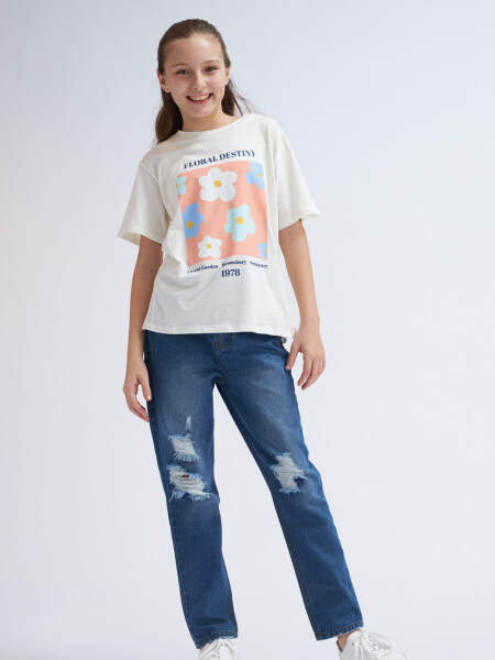 Pantalón de jean Mom Fit Roto Azul