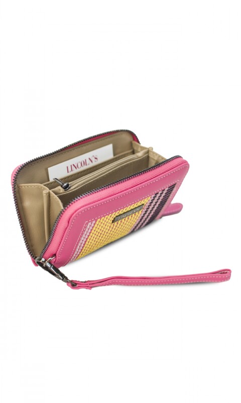 BILLETERA LORENZA TELAR RAYADO GRUESO C/FUCSIA