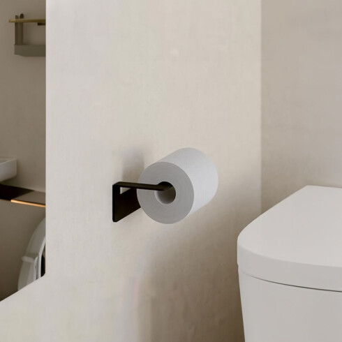 PORTA ROLLO ACERO INOXIDABLE METAL LINEA MATE COLOR NEGRO NEGRO