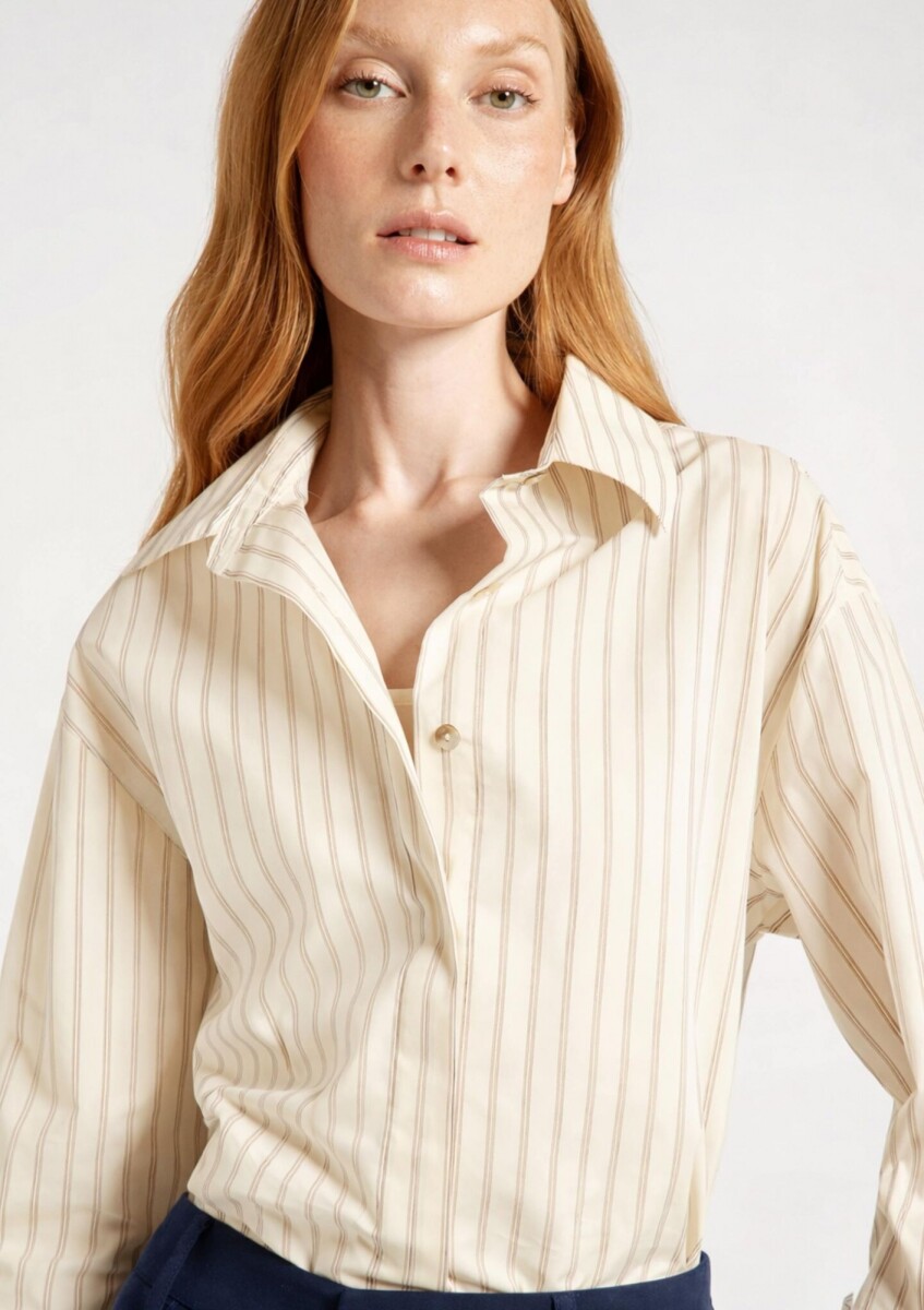 CAMISA DE ALGODÓN DE MANGA LARGA - BEIGE 