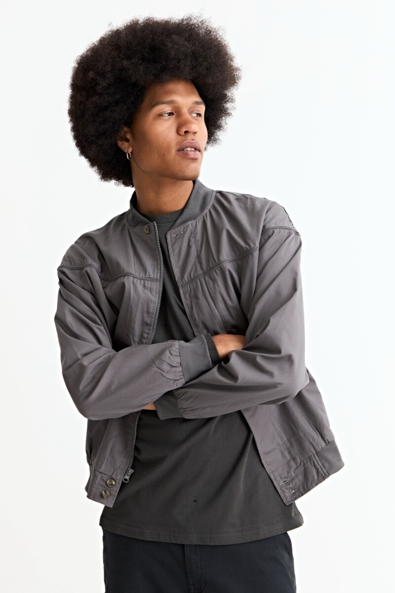 Campera bomber de nylon GRIS