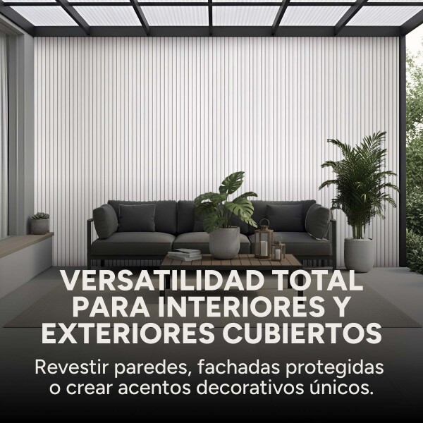 Revestimiento Wpc Simil Madera Wall Panel Lambrin 2.90x16.7 Color Gris Claro