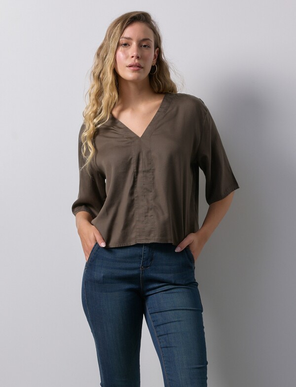 Blusa Lyocell MARRON