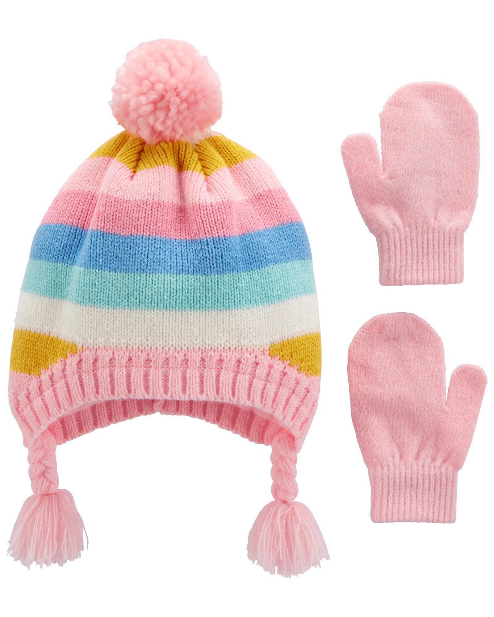 Set con Gorro de Arcoíris y Mitones 0